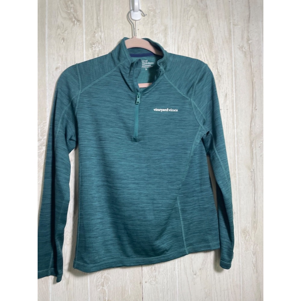 boys Vineyard Vines Saltwater quarter zip pullover sweater in green
